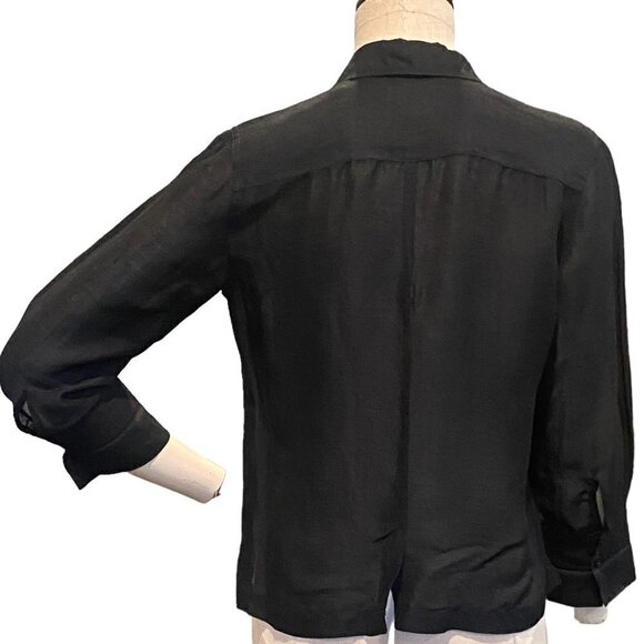 Coldwater Creek Linen & Silk Button Up Top Sz PS Black #227L - Picture 6 of 12